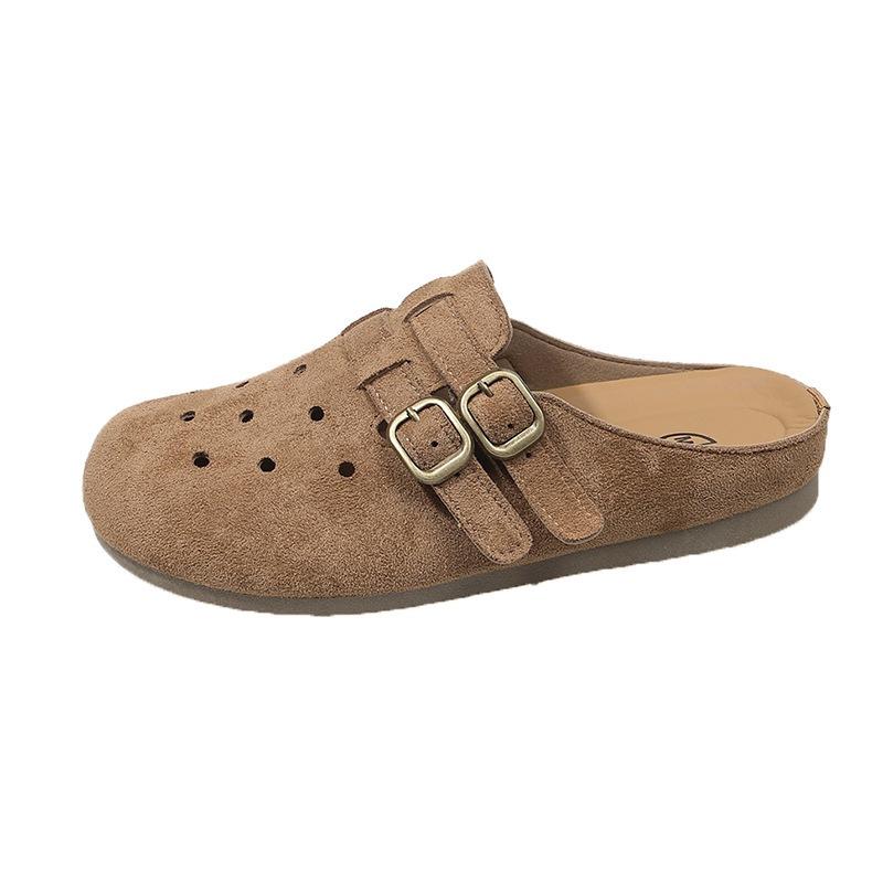 Summer flat-bottomed casual bag head hole shoes breathable half slippers women's shoes simple and versatile and comfortable one-pedal beach drag