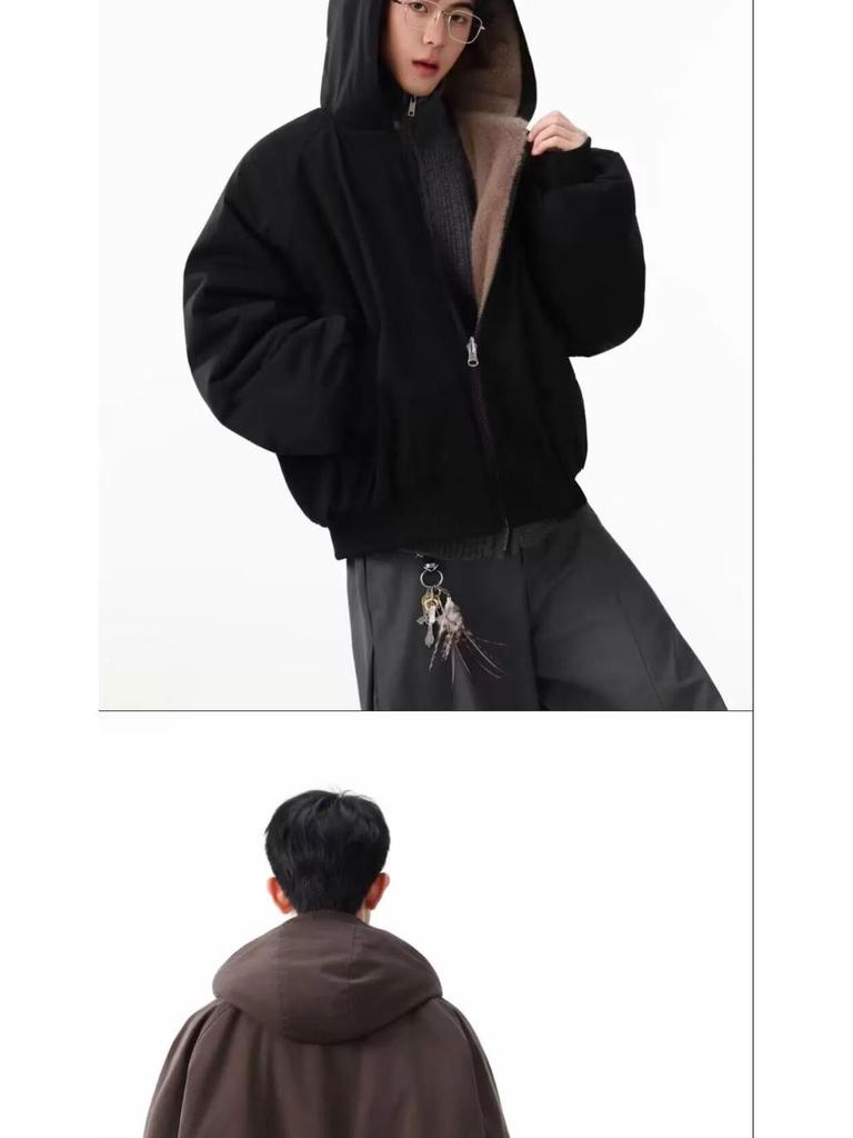 Trendy Reversible Men's Faux Rabbit Fur Cotton Jacket - Warm Hooded Winter Coat