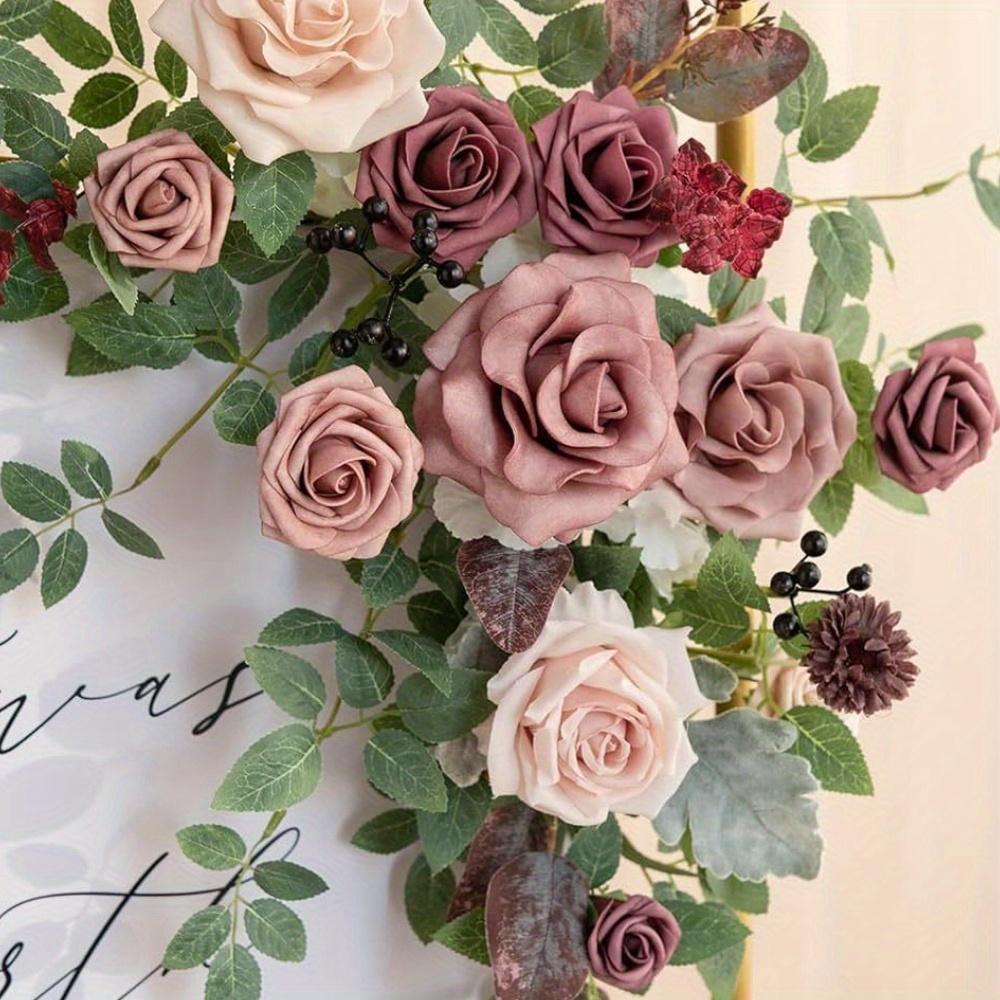 1 Stück Simulation Hochzeit Künstliches Willkommensschild Rosenblütenanhänger für Outdoor Hochzeitszeremonie Empfangseingang Party Bankett Staffelei Wanddeko