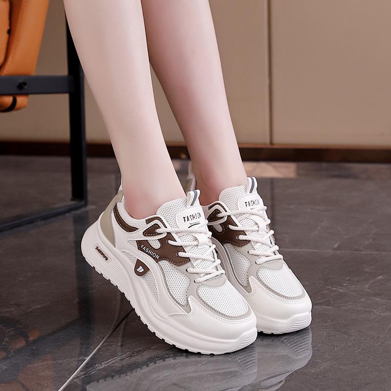 Mesh Breathable Sneakers for Women's New Spring and Autumn Junior High School Students Running Lightweight Soft-soled White Shoes for Women Q103