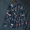 Women's Fashionable And Casual Shirt Long-sleeved V-neck Print Cotton And Linen Blouse