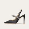 Fashion Silk Luxury Sexy Pointed Toe High Heels Womens Elegant Rhinestone Party Dress Ladies Brand Pumps Mules Sandals Zapatos De Mujer