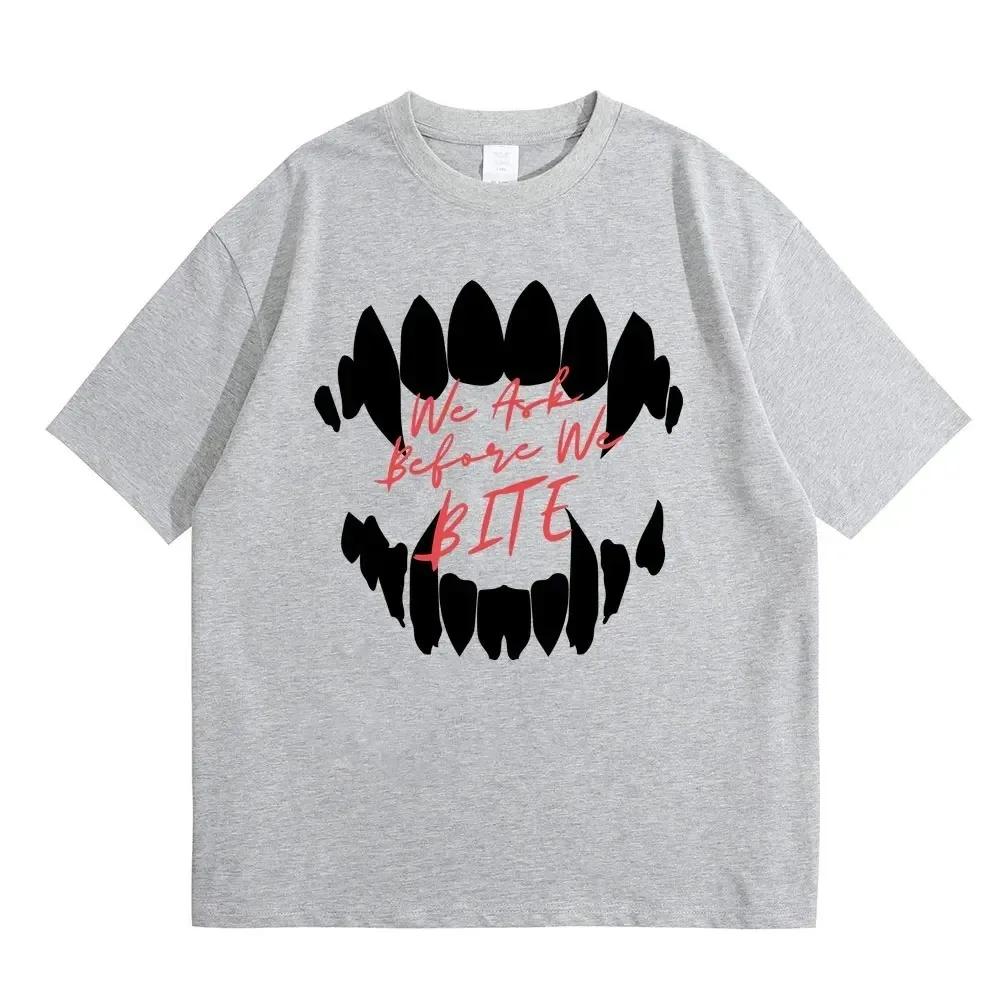 Spiel Baldurs Gate'3 Astarion Wir fragen bevor wir beißen Print T-Shirt Herren Hip Hop Vintage Gothic T-Shirt Männlich Rock Übergroße T-Shirts