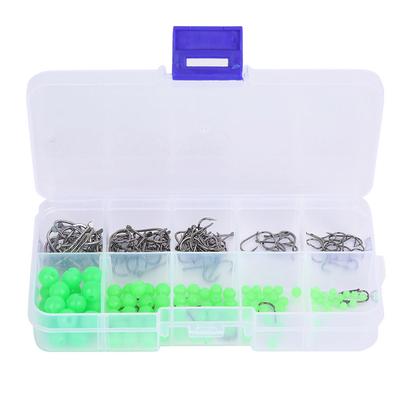 200 Pcs Non Slip Luminous Beads Fishing Hooks with Plastic Storage Box for Saltwater Freshwater Kit