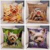 Cute Pet Animal Cushion Cover MINI Yorkshire Dog Polyester Pillowcase Decorative  Print  for Sofa Home Ca