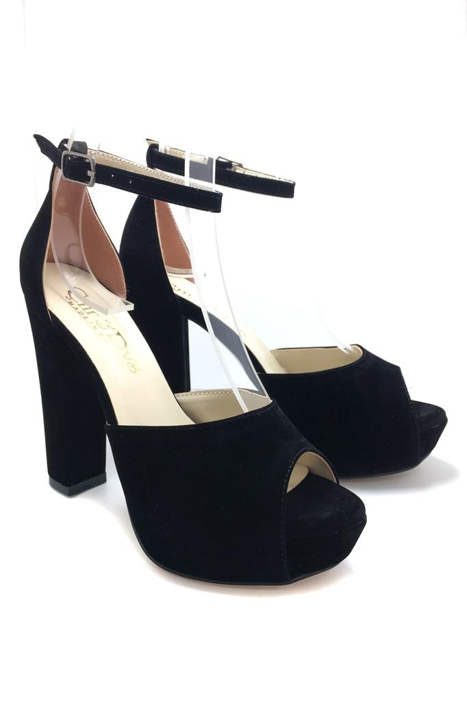 Moda damska Czarne zamszowe buty wieczorowe na imprezę