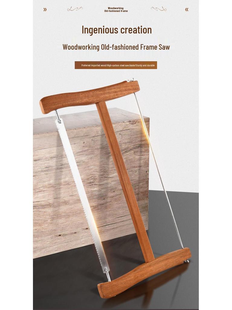 Bamboo Craftsman's Traditional Woodworking Tools Set: Fine-tooth Hand Saw & Sharp Frame Saw