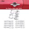 Car Upgrade For Toyota RAV4 2001‑2012 Chrome Door Handle Trim & Inner Bowl Cover Set Car Exterior Styling Accessories