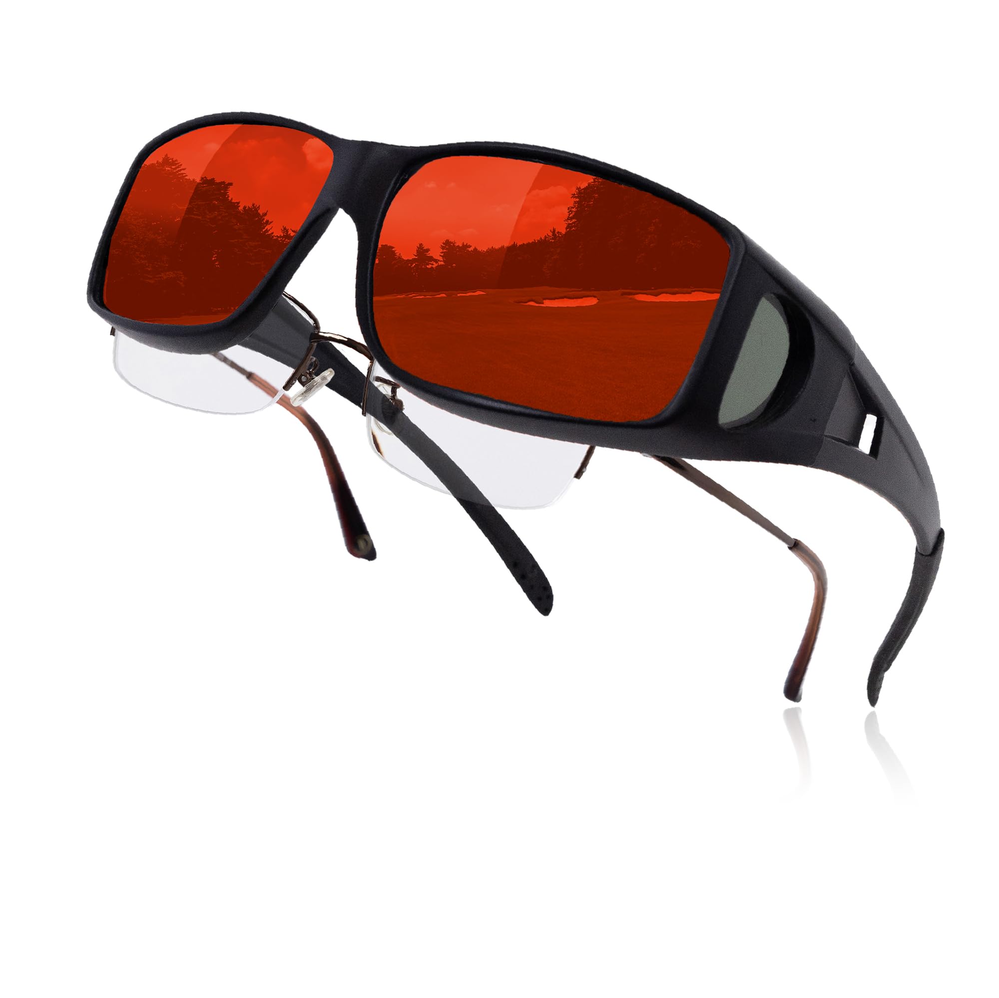 

DOYA FACE Sunglasses with UV400 Protection for and Golf Over-the-Eye Case, Polarized, Driving, Fishing, (Mirror Red)