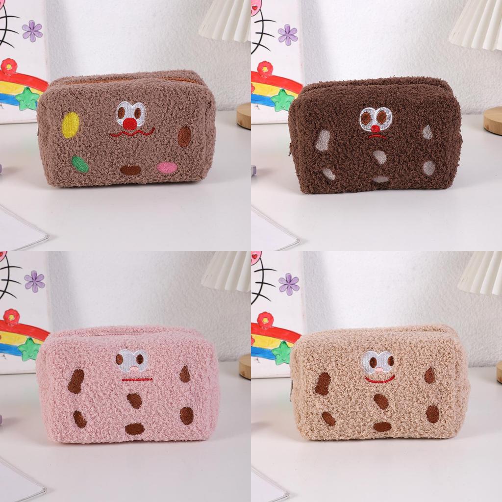 Cute Plush Sandwich Cookie Pencil Case With Large Capacity For Students And Girls