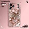 Pink Diamond Flower Tempered Glass Phone Case for iPhone 18 17 Pro Max 16 15 14 Plus 13 12 11 Pro Max 16E 17Air Protection Cover