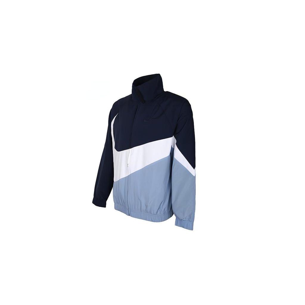 Nike Colorblock Logo Woven Stand Collar Jacket Men Outerwear Blue AR3133-451