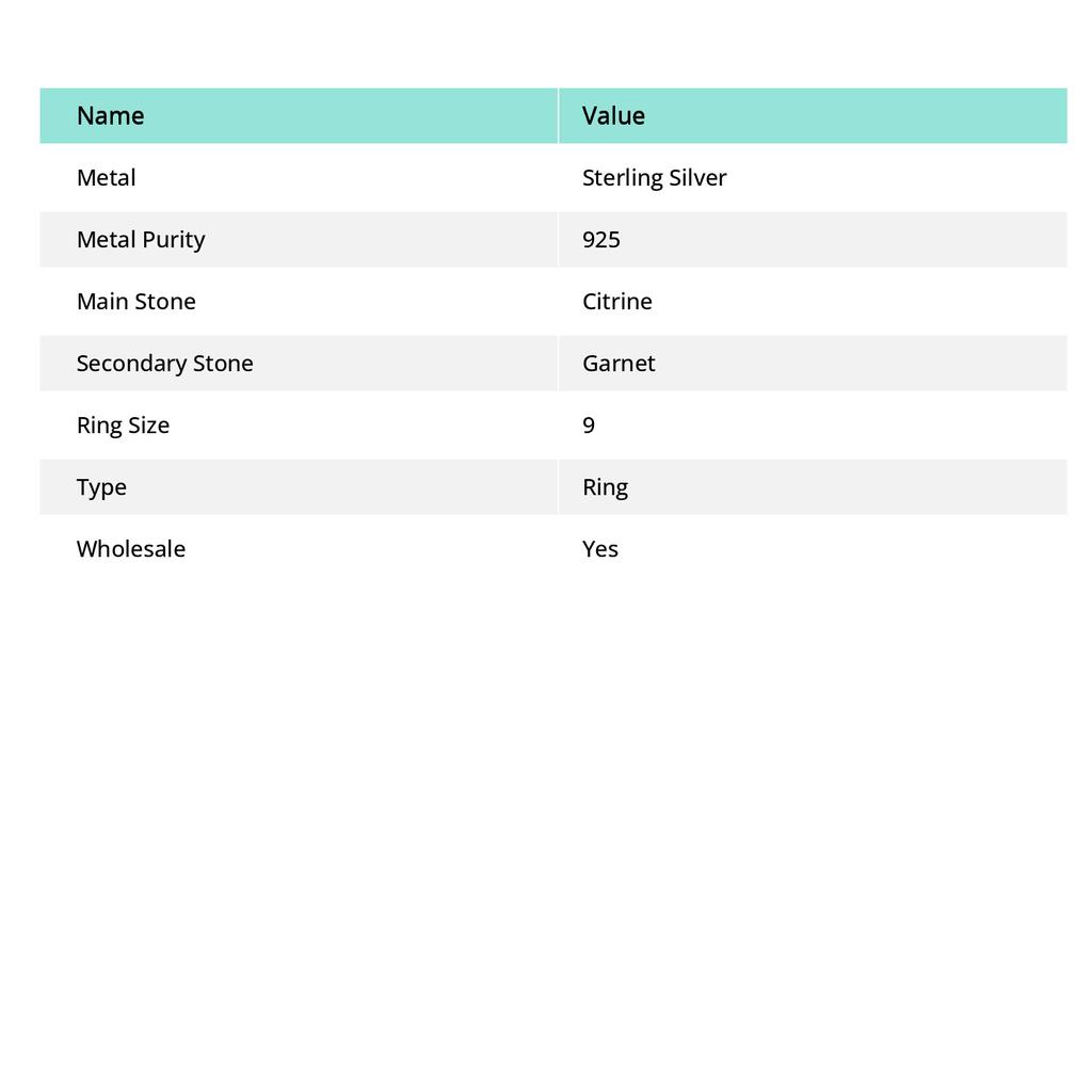 Natural Citrine, Garnet Gemstone 925 Sterling Silver Gift Ring Size 9 T4c40