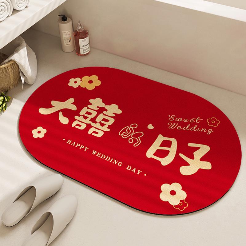 Red Diatomaceous Earth Bathroom & Entrance Mat - Water-Absorbent, Dirt & Wear Resistant