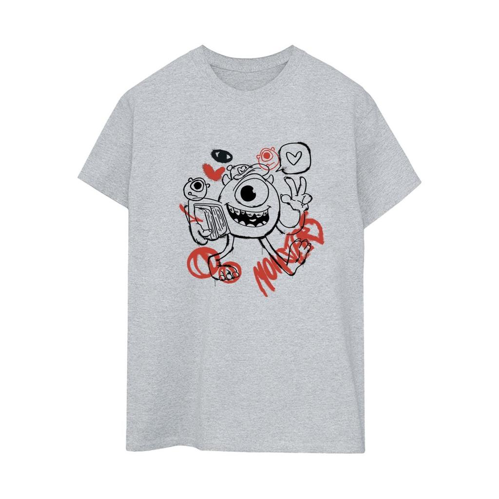 Monsters Inc Womens/Ladies Mike Wazowski Graffiti Boyfriend T-Shirt