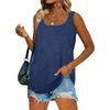 Damenmode Lässiges Sommer-T-Shirt mit einfarbigem Aufdruck, ärmellos, U-Ausschnitt, lockere Weste