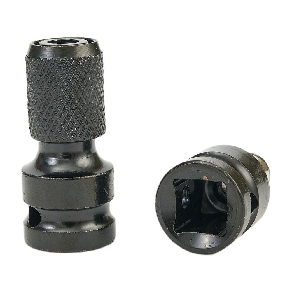 Kit Drill Bit Chuck Adapters 2Pcs Set 1/2 Square Drive To 1/4 Hex Shank
