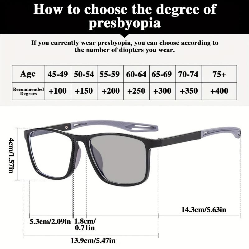 Classic sports reading glasses with free indoor and outdoor switching ultra light frame soft and anti slip legs