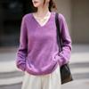 Autumn/Winter 2025 Cashmere Wool Knit V-Neck Women's Sweater
