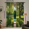 2 pieces of summer forest light and shadow printed curtains, pole bag curtains, home decoration, room decoration