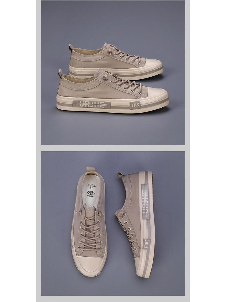 2025 Summer Men's Low-Top Color Block Canvas Slip-On Skate Shoes