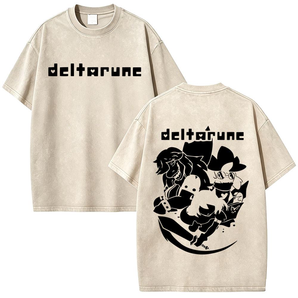 Washed Vintage Game Deltarune Susie Kris Ralsei Funny Graphic Tshirt Men Women Casual Humor Oversized T Shirts Otaku Lover Gift