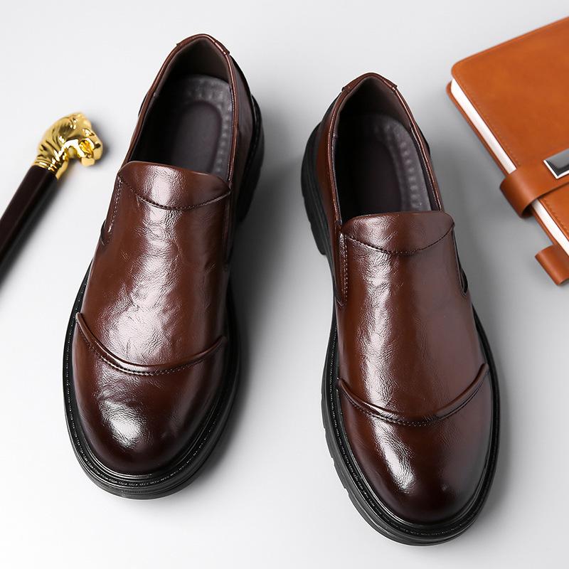 Fashion Slip-on Driving Shoes, Men's Business Casual Leather Shoes, Soft-soled Soft Leather Beanie Shoes, Fleece Thickened Men's Shoes