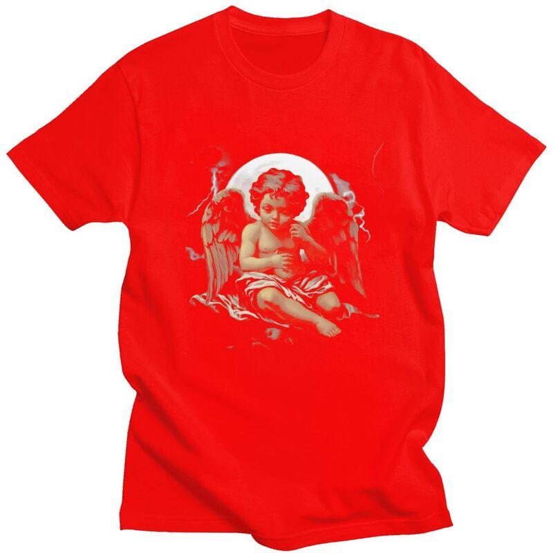 Male Vintage Angel Aesthetic Design T Shirt Streetwear Short Sleeves Pure Cotton Colthing Fashion Casual Design Graphic Tee Tops