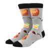 1 Pair Men's Fun Hip Hop Skateboard Beer Happy Art Print Mid Socks, EU38-46