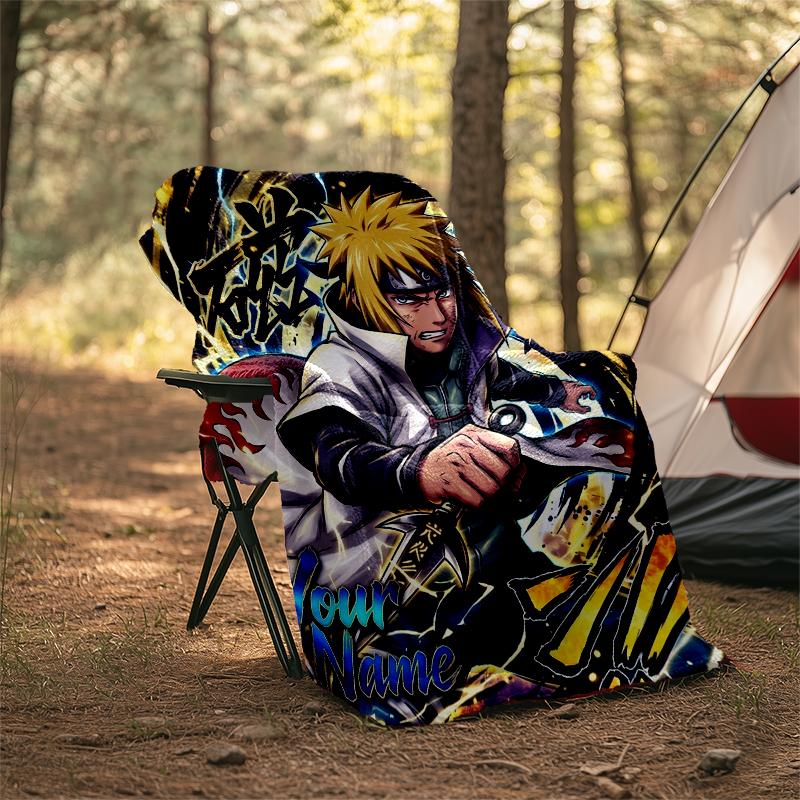 Custom Name Naruto lightning action. Flannel Fleece Blanket Cozy Warm Throw Blanket For Couch Bed Travel All Season Use