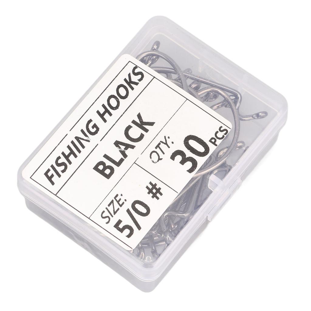 30Pcs Stainless Steel Fishing Hook Long Shank Fishing J Hooks Kit for Freshwater Saltwater