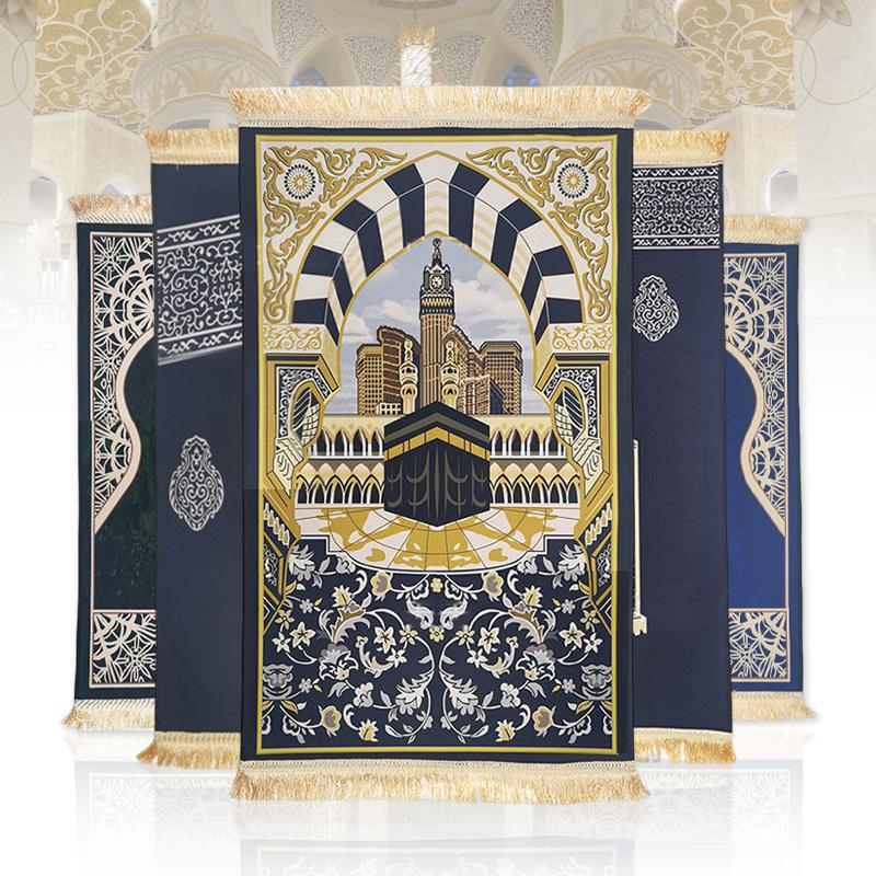 Muslim Carpet Blanket Embossing Worship Prayer Mat With Tassel Islamic Ramadan Prayer Carpet Portable Home Decor Floor Mat