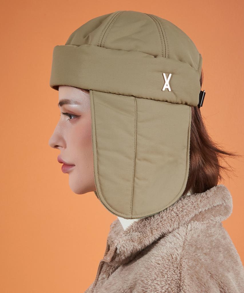Bajal Heavy Padded Studded Logo Trooper Hat Beige