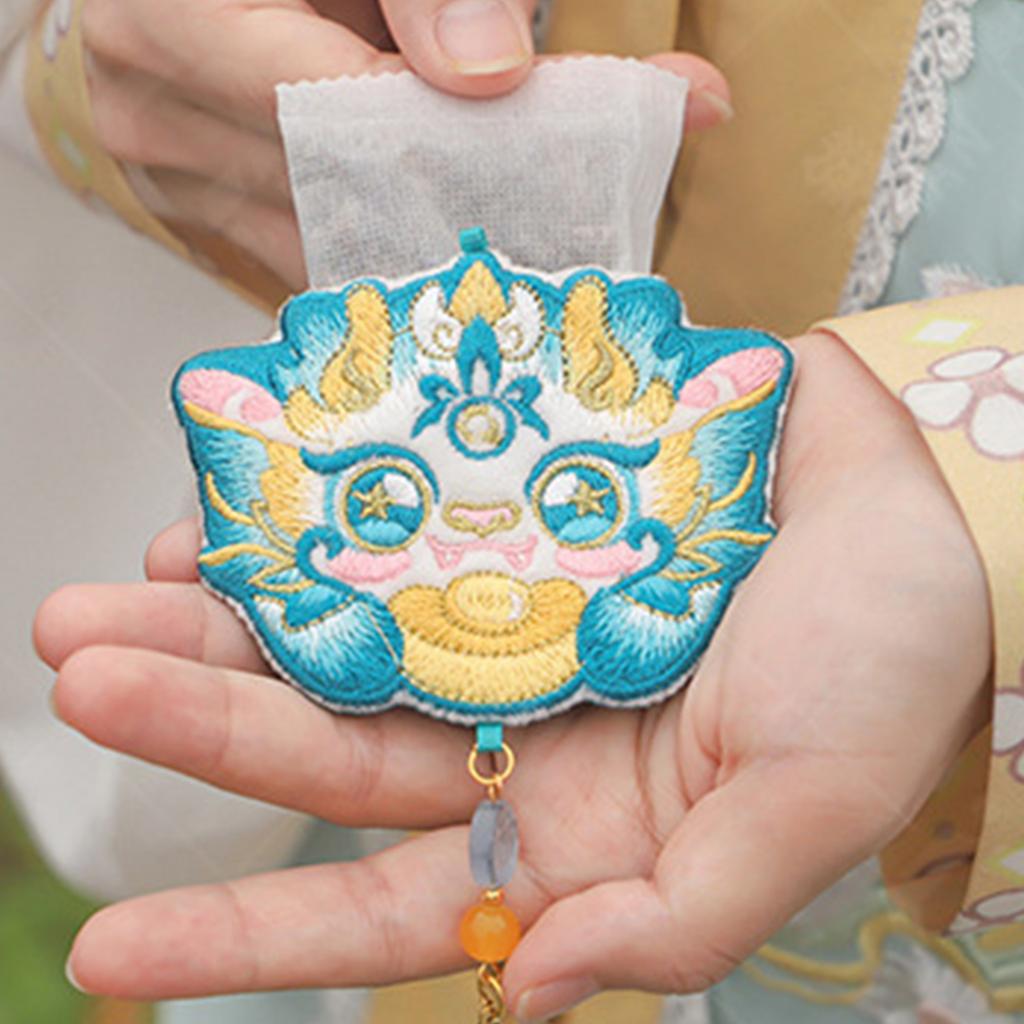 Empty Sachet Bag Chinese Dragon Year Cute Sachet with Tassel Embroidered Sachet Bag Jewelry Pouch Bag Hanfu Accessories