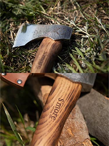 S'more Axe 315 (Medium) - Axe for Splitting Firewood, Hand Axe, Camping, Outdoor Use, Cowhide Leather Cover, 31.5*13.8*8.1cm, Brown