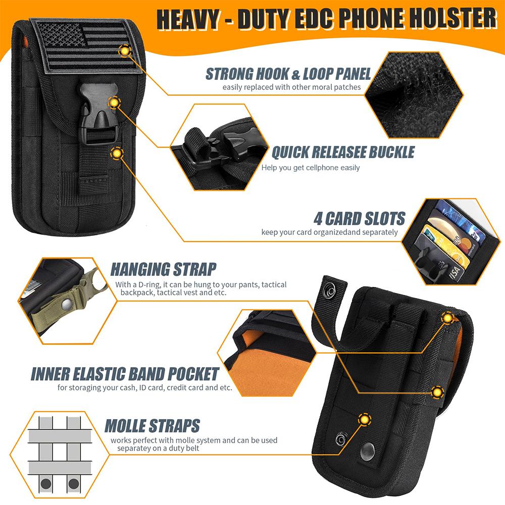 MOLLE Phone Pouch & Card Holder EDC Utility Waist Bag Smartphone Holster with Gadget Organizer