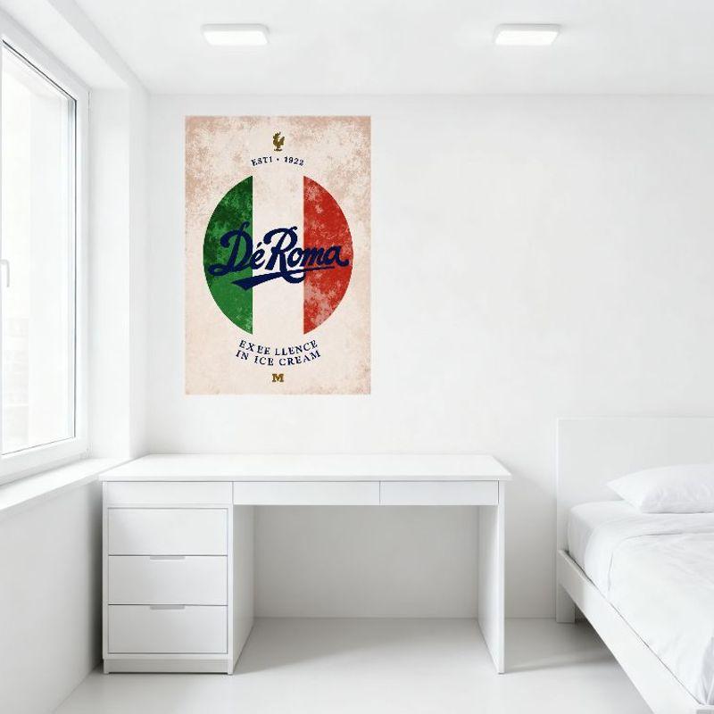 Vintage EST.1922 Dé Roma Ice Cream Metal Tin Sign Distressed Italian Flag Style Wall Decor for Café Home Man Cave
