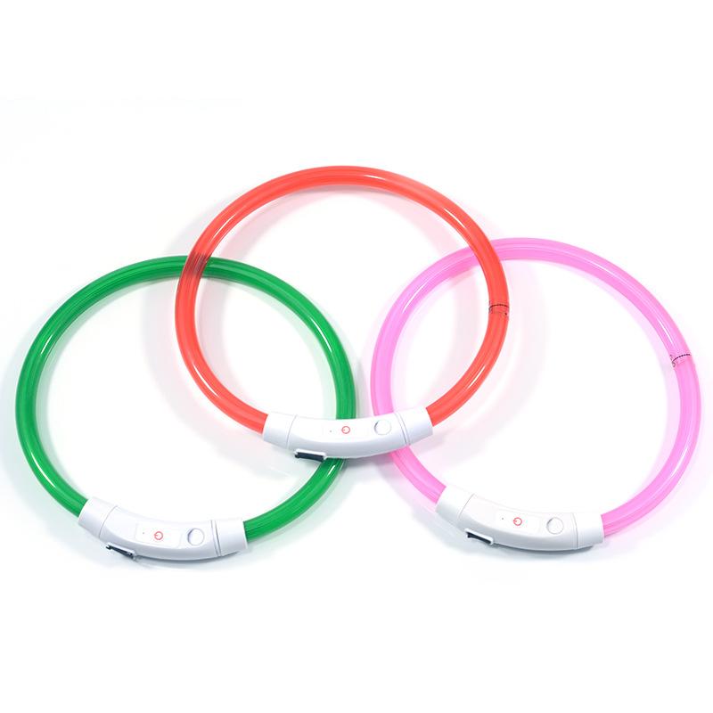 USB-C Rechargeable LED Dog Collar Glowing Pet Necklace Adjustable Waterproof Night Safety Collar