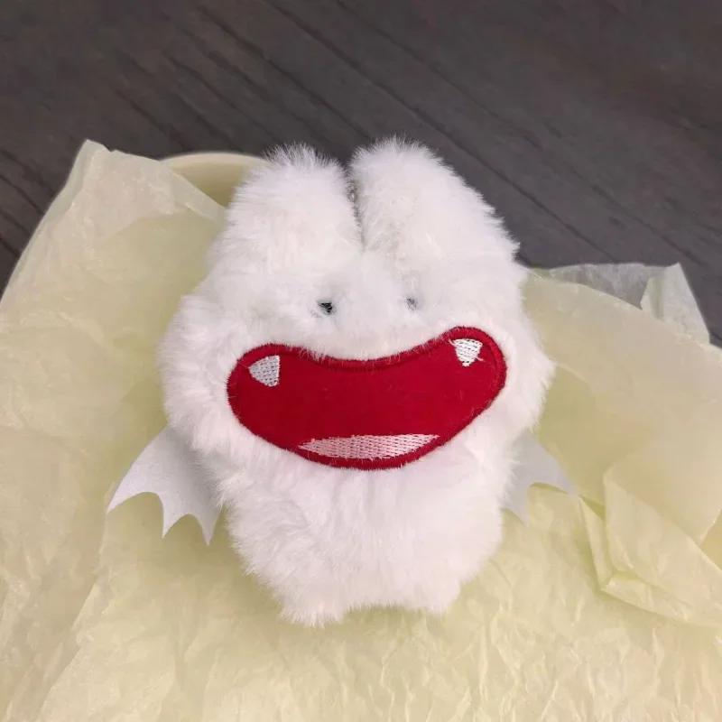 Kreativer Neuer Süßer Fledermaus Plüsch Schlüsselanhänger Glücksbringer Teufel Pelziger Tasche Anhänger Lustiger Schlüsselring Anhänger Schlüsselanhänger 10cm white