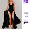 Primavera e verão de 2026 comércio exterior transfronteiriço Amazon, Europa e Estados Unidos vestido sexy de alça com decote em V e fenda vestido feminino