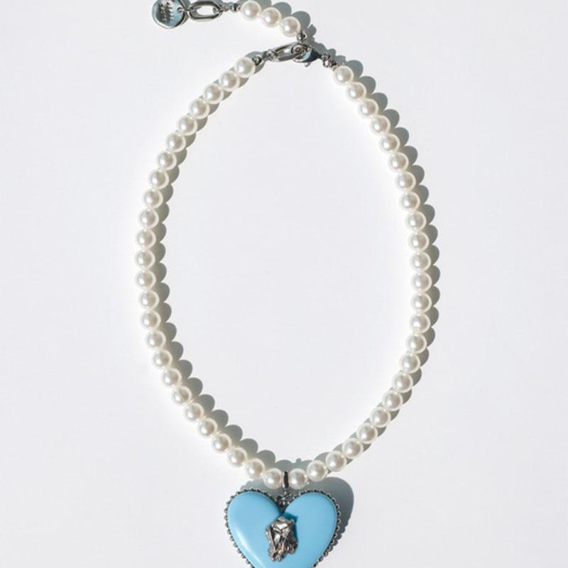 VERRYTASTE Heart Pendant Pearl Necklace - Sky Blue