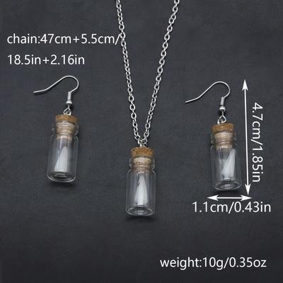 Conjunto de 3 peças Colar com Pingente de Fantasma Luminoso, Colar e Brincos de Resina de Fantasma Aterrorizante Luminoso em Garrafa de Deriva, Adequado para Uso Diário