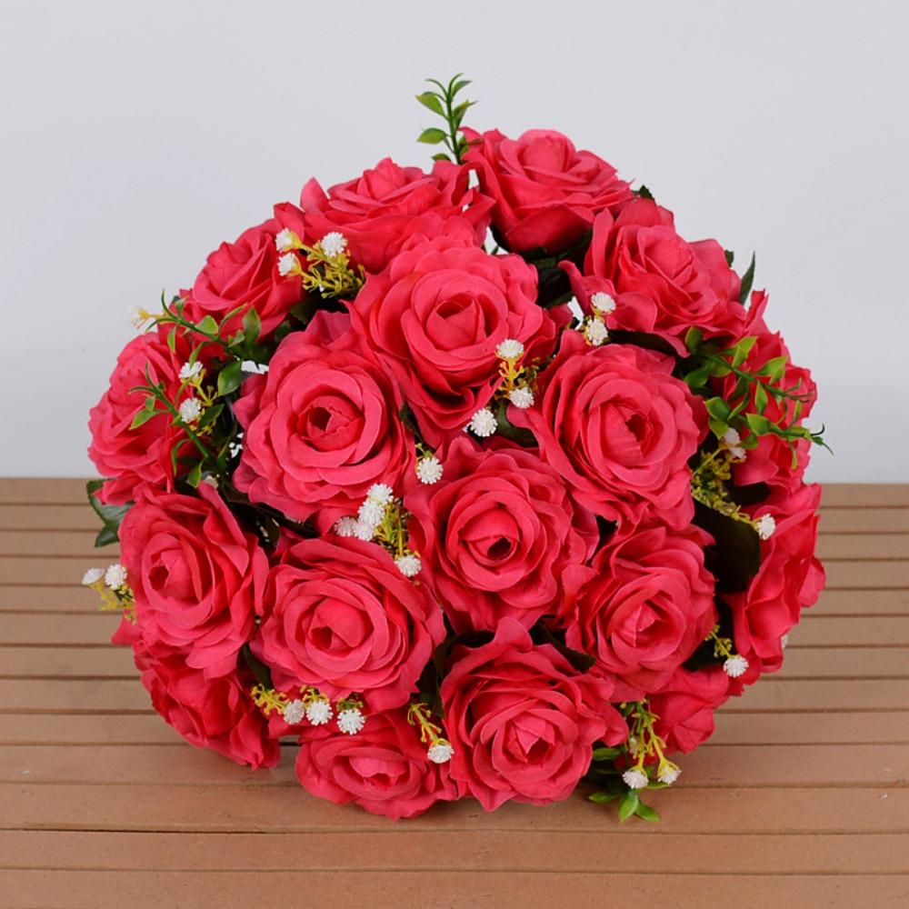 

18 Heads Real Happy Flower Mini Photography Photo Gift Valentine s Day Flowers 10 Colors Natural Simulated Rose Home Decorative рожевий червоний колір