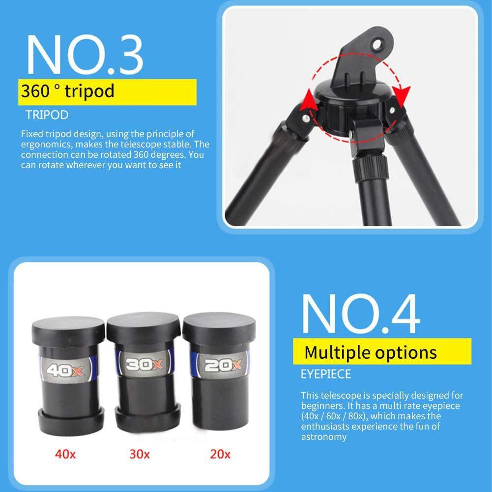 Kit telescop lunar pentru copii Telescop pentru începători în astronomie 40x copii adulți telescoape astronomice spațiale de 60 mm, telescop portabil de călătorie dimensiune liberă