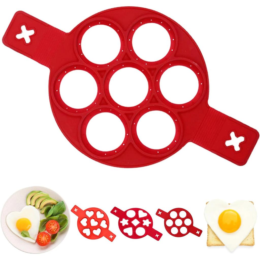 Pancake Mold Multi-shaped Silicone Pancake Four-hole Omelette Maker Family Practical Silicone Cake Pancake Kitchen Baking Mold
