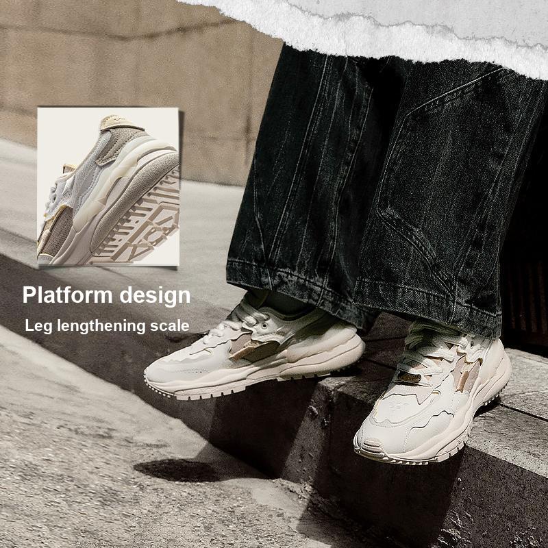 Li Ning CF Origin 2 Chaussures Décontractées Polyvalentes Antidérapantes Résistantes à l'Usure Chaussures Homme Blanc Gris AGCT323-2