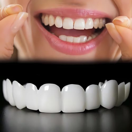 Two Pairs of Dentures, Silicone False Teeth, DIY Temporary Denture Adhesive, Easy To Use Upper and Lower Dentures, Men's and Women's Adhesive, Instant