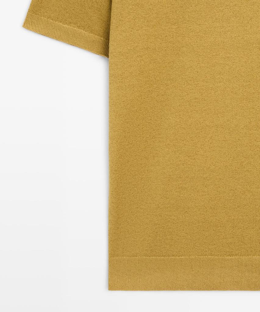 Masimodutti Short Sleeve Cotton & Linen Knit Polo Shirt