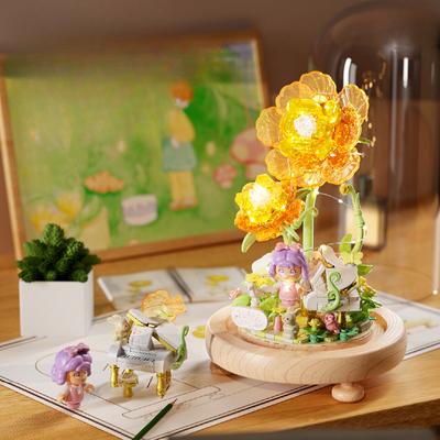 Mondlicht Gesellschaft Traumland Serie Bausteine Blumenornamente Mikropartikel Montagespielzeug Kreative Feiertagsgeschenke für Mädchen