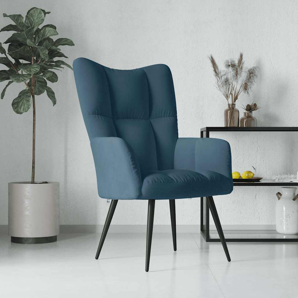 Vidaxl Armchair, Blue, Upholstered In Velvet